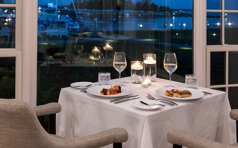 Waterfront dining in STARS at night