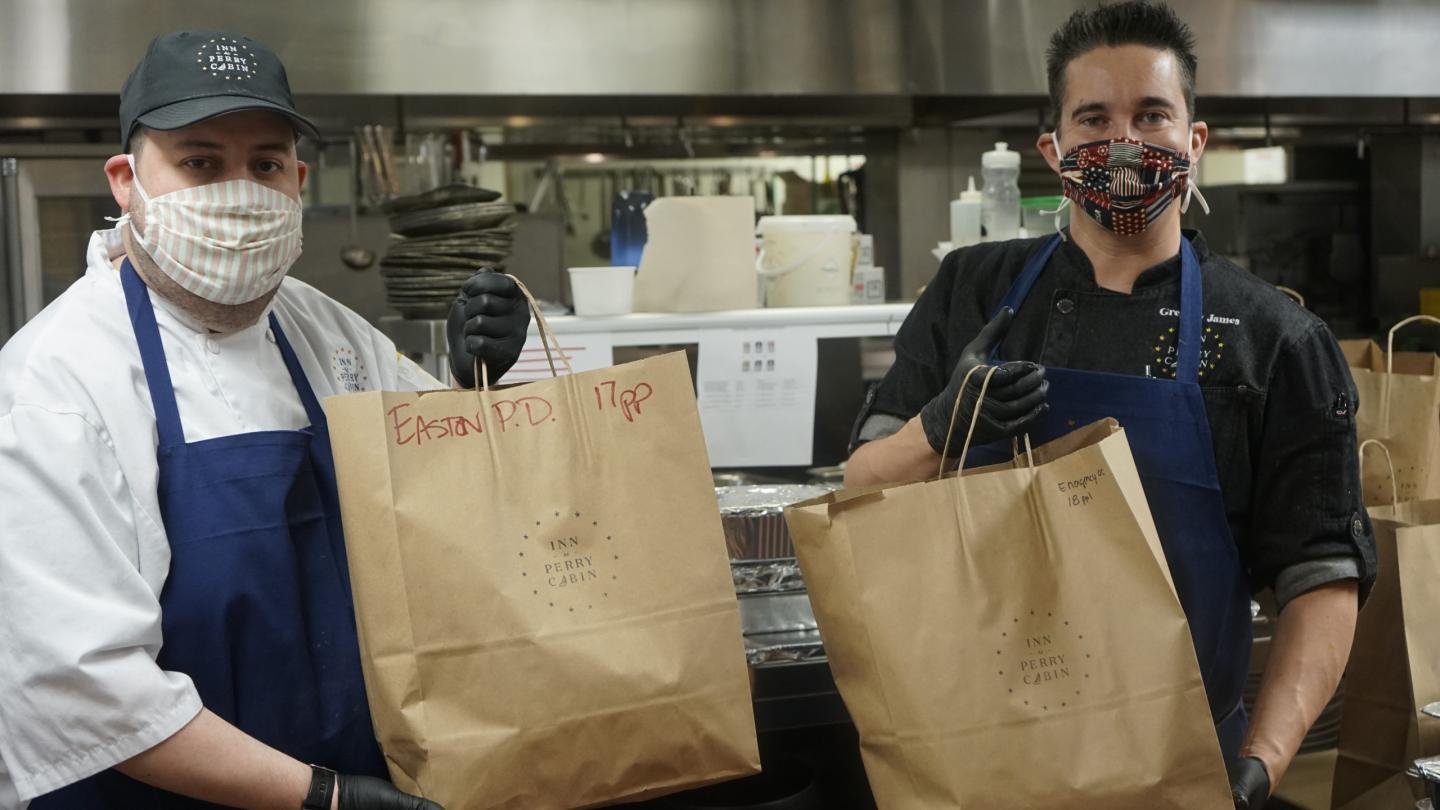 Chefs with food donations