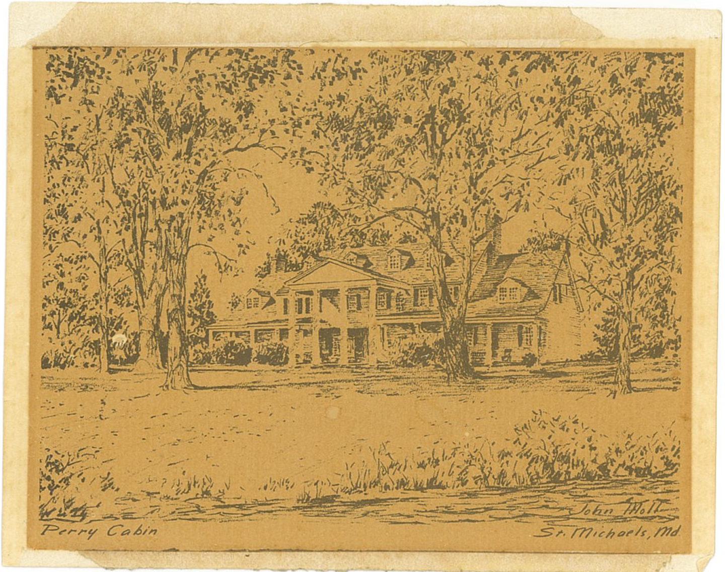 Historic post card picturing Inn at Perry Cabin