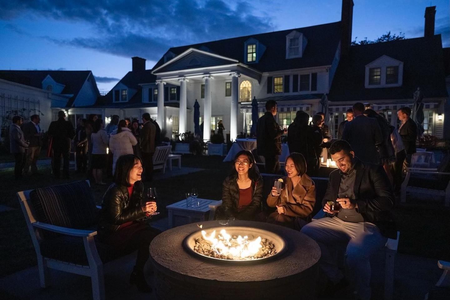 Guests Gathering at Waterfront Fire Pits