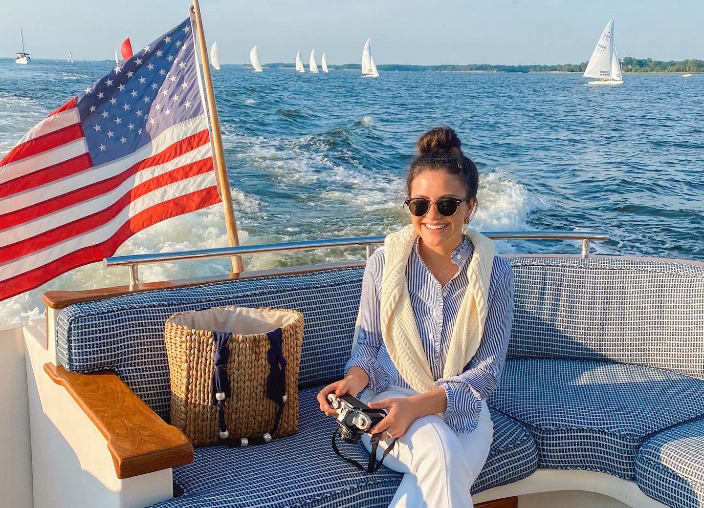 A woman on a boat