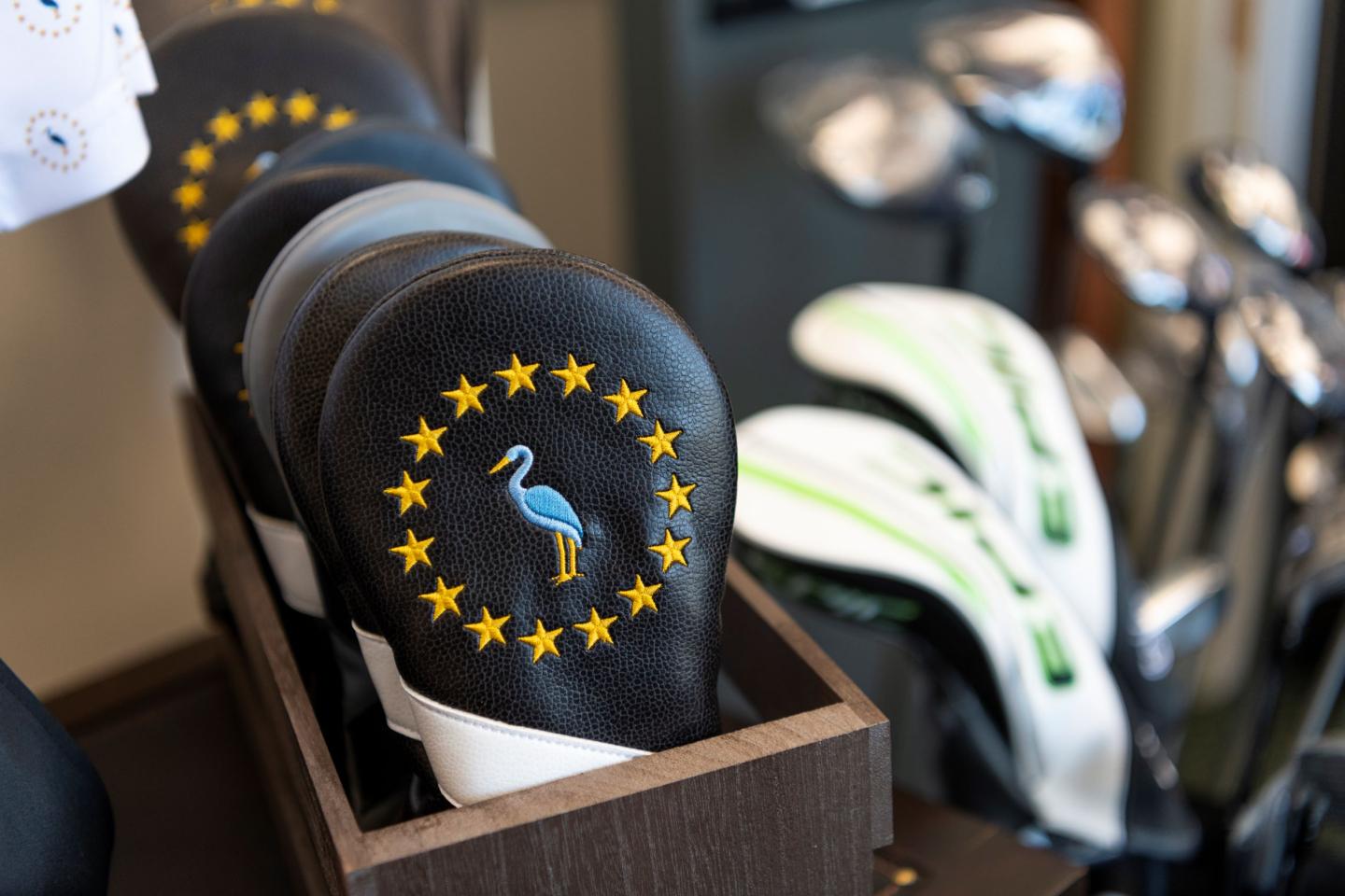 A close up of golfing accessories
