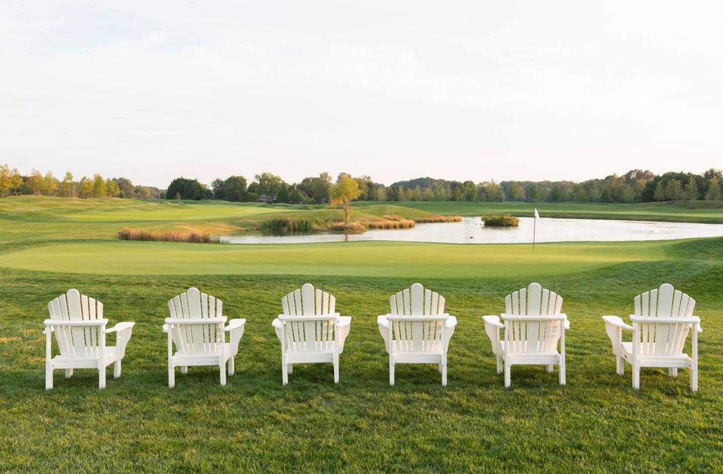 Chairs on a golf course