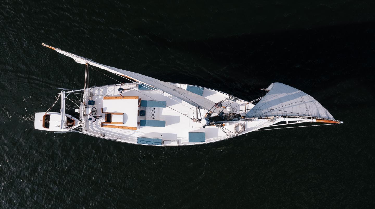 Stanley Norman Skipjack vessel shot from above