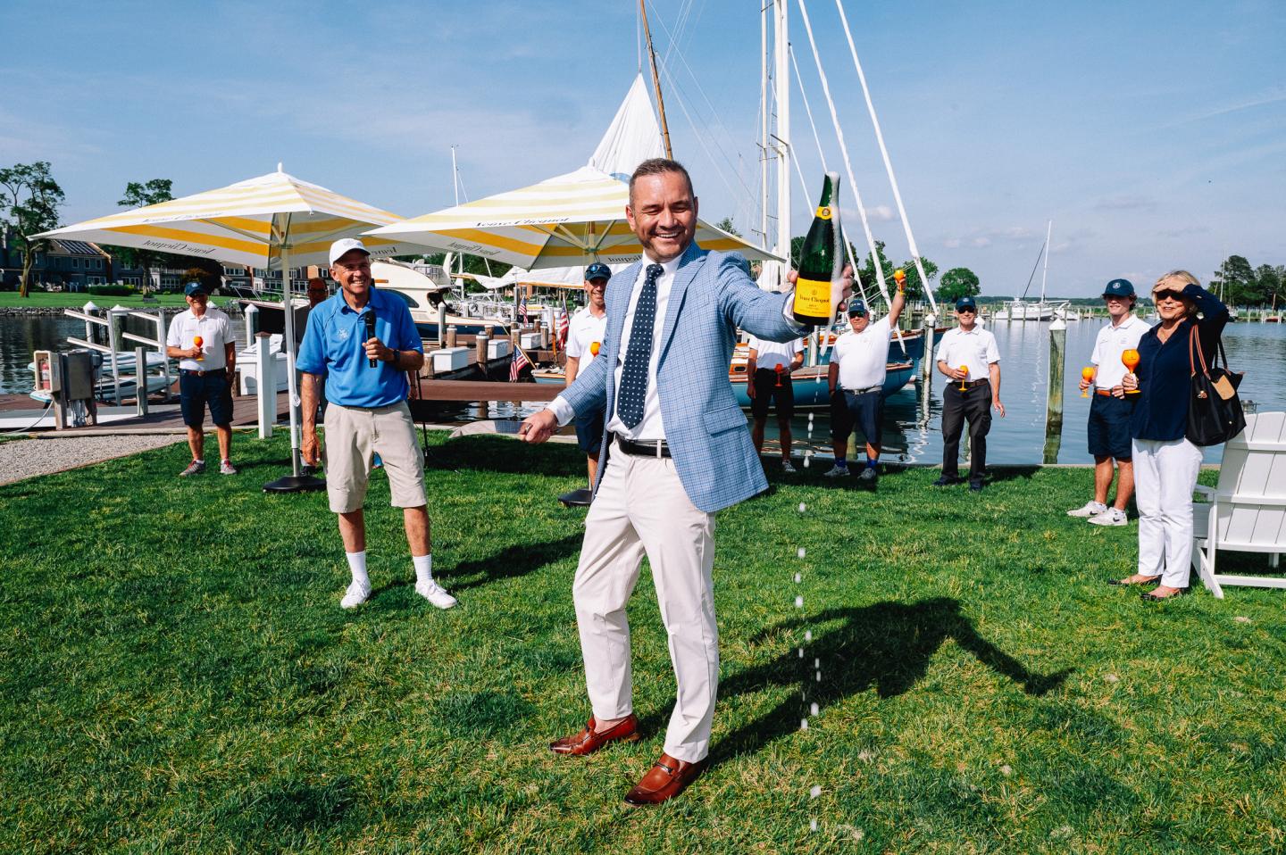 guest celebrating with champagne