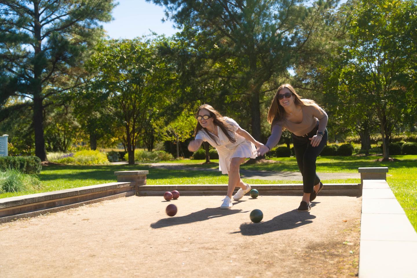 Friends playing bocce