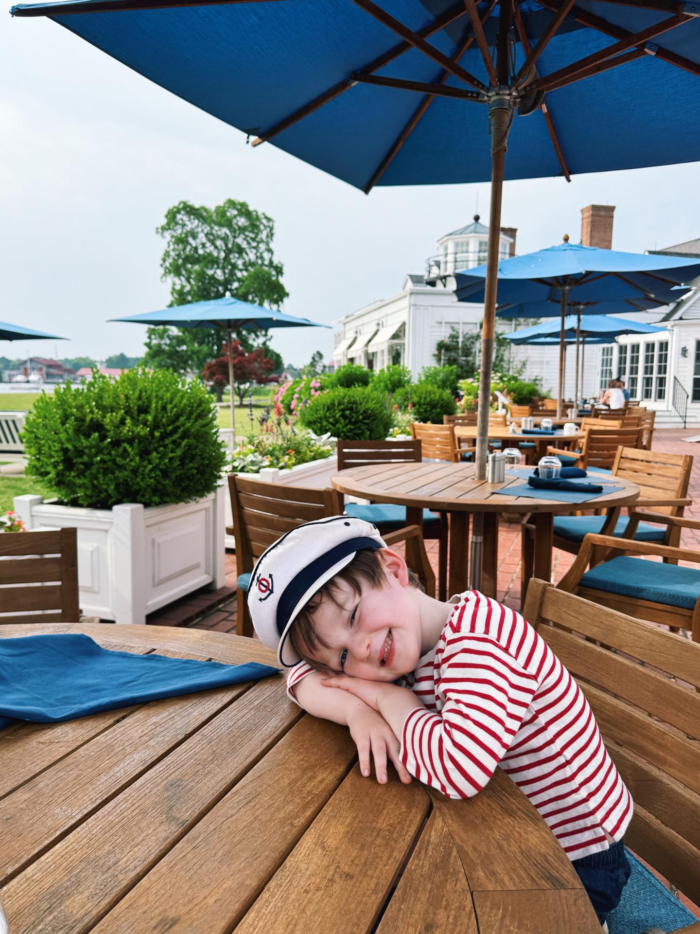 Youngster ready for breakfast at the STARS waterfront terrace