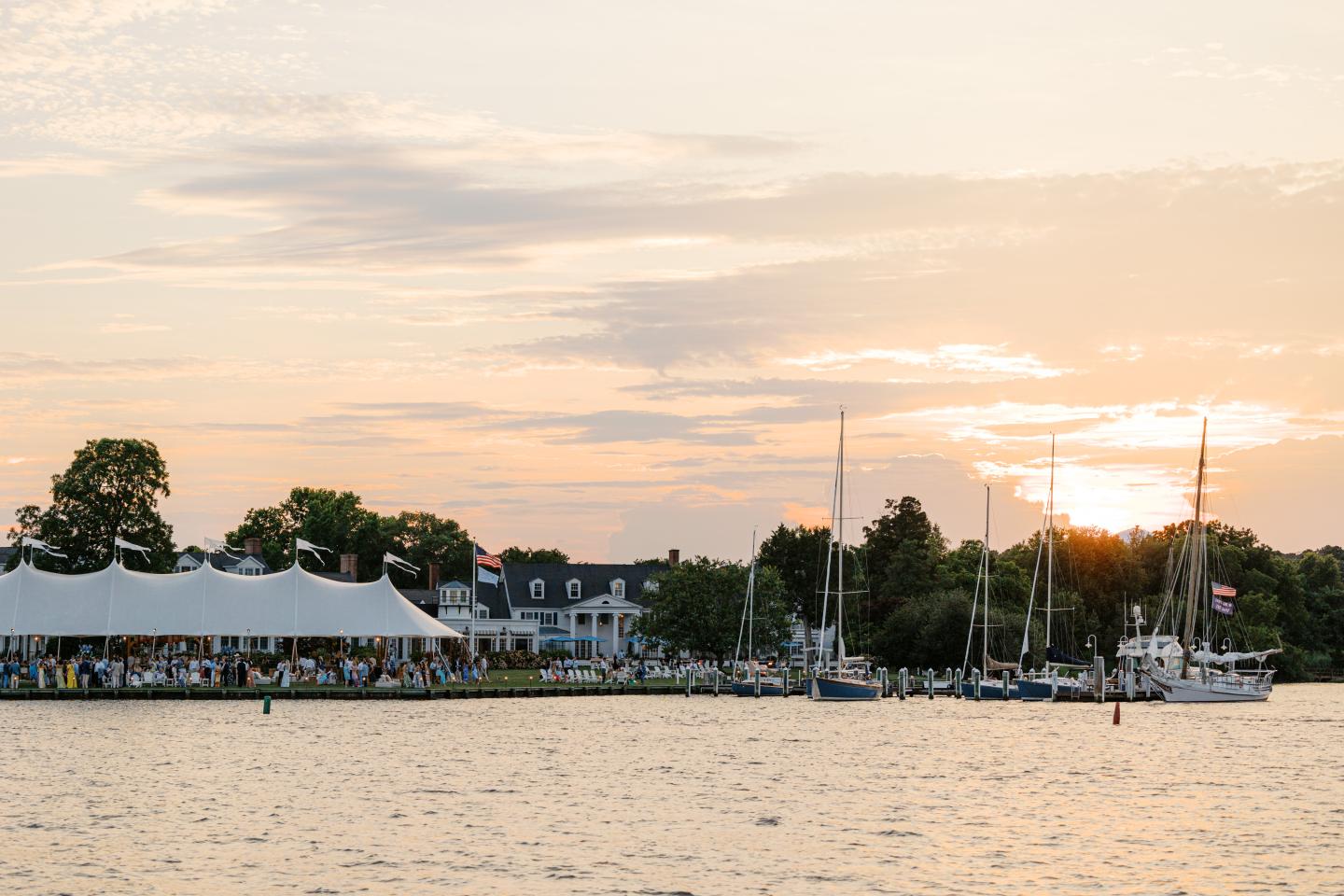 Wedding Reception on the Pointe during sunset