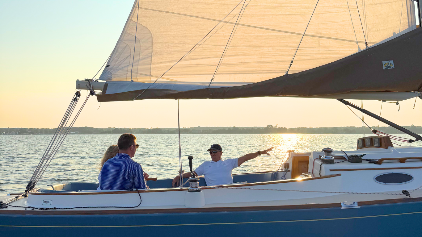Guests learning how to sail