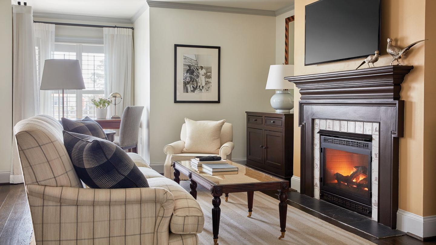 One bedroom suite with lit fire place