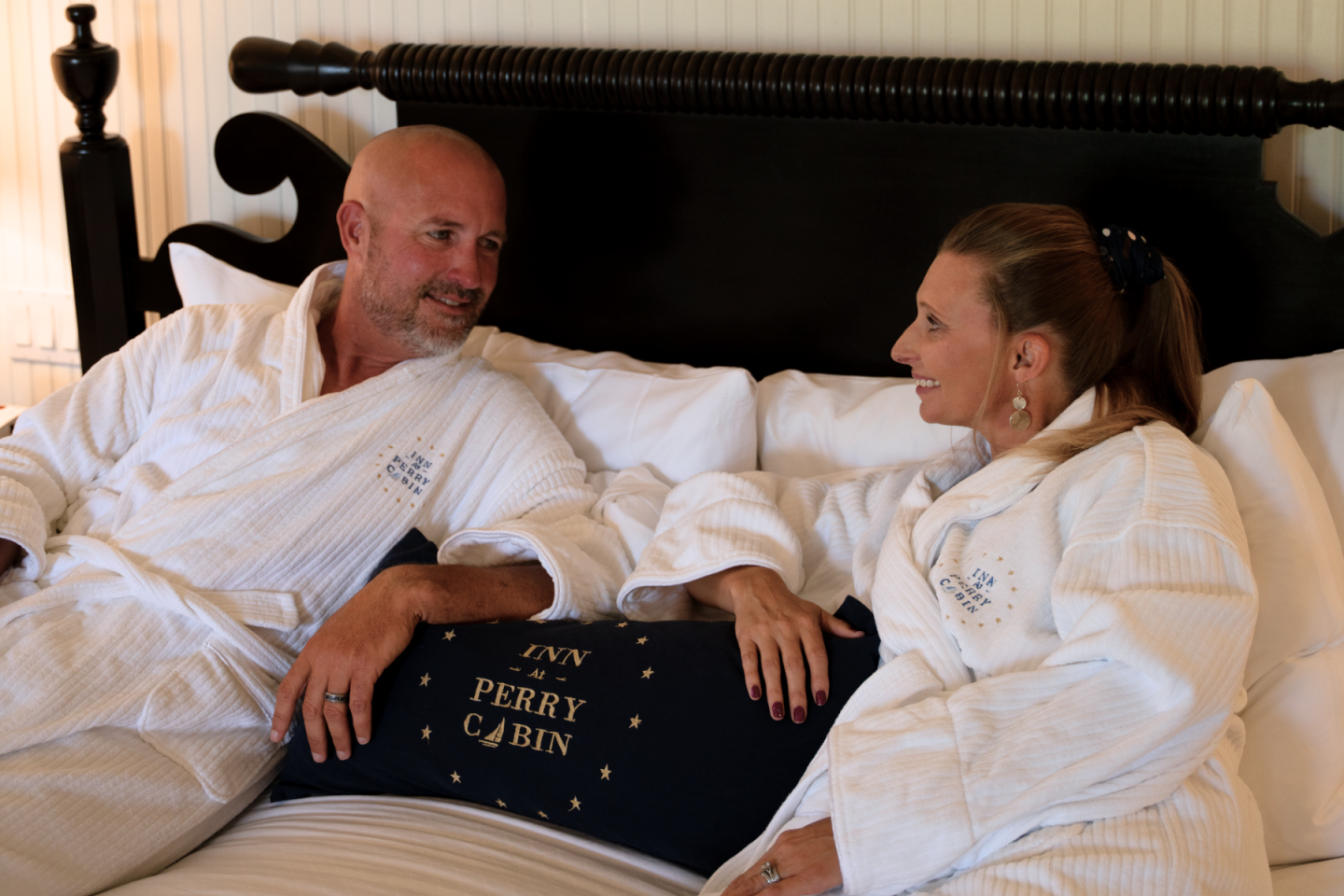 Couple relaxing in luxury suite accommodations