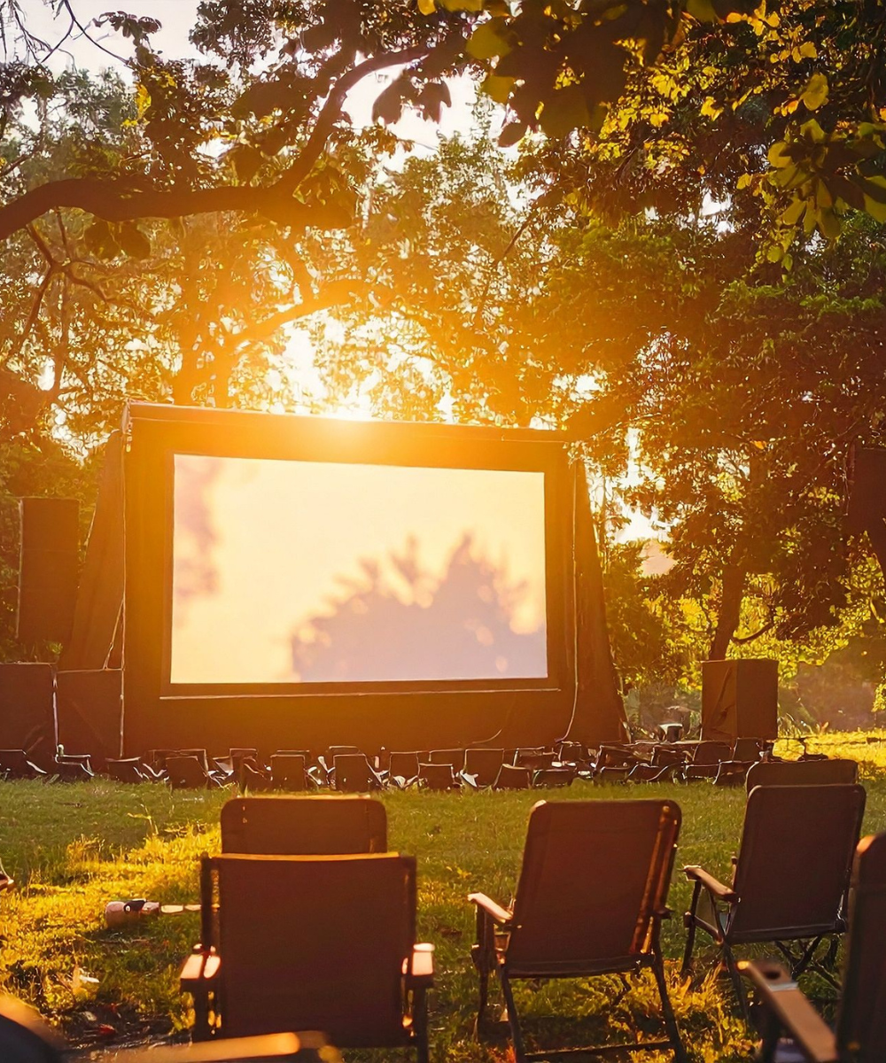 Large movie screen on the lawn